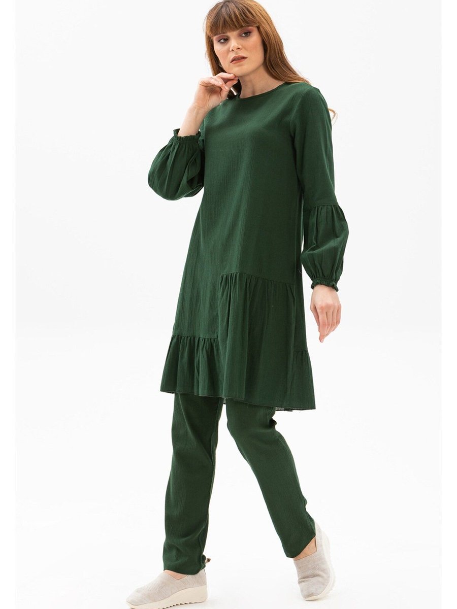 Eliş Şile Bezi Elif Şile Bezi Mevsimlik Ve Yazlık Tunik Yeşil Ysl