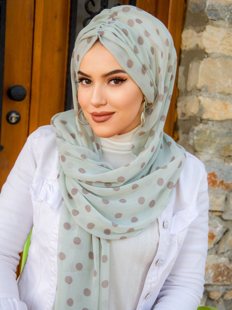 AİŞE TESETTÜR Vizon Desenli Hazır Şifon Şal