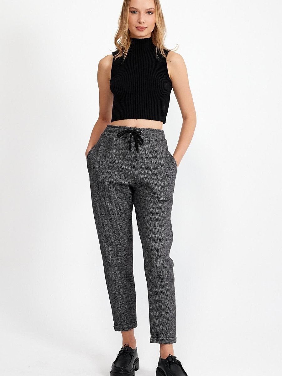 ALEXANDERGARDI Siyah Gri Duble Paça Comfort Fit Pantolon