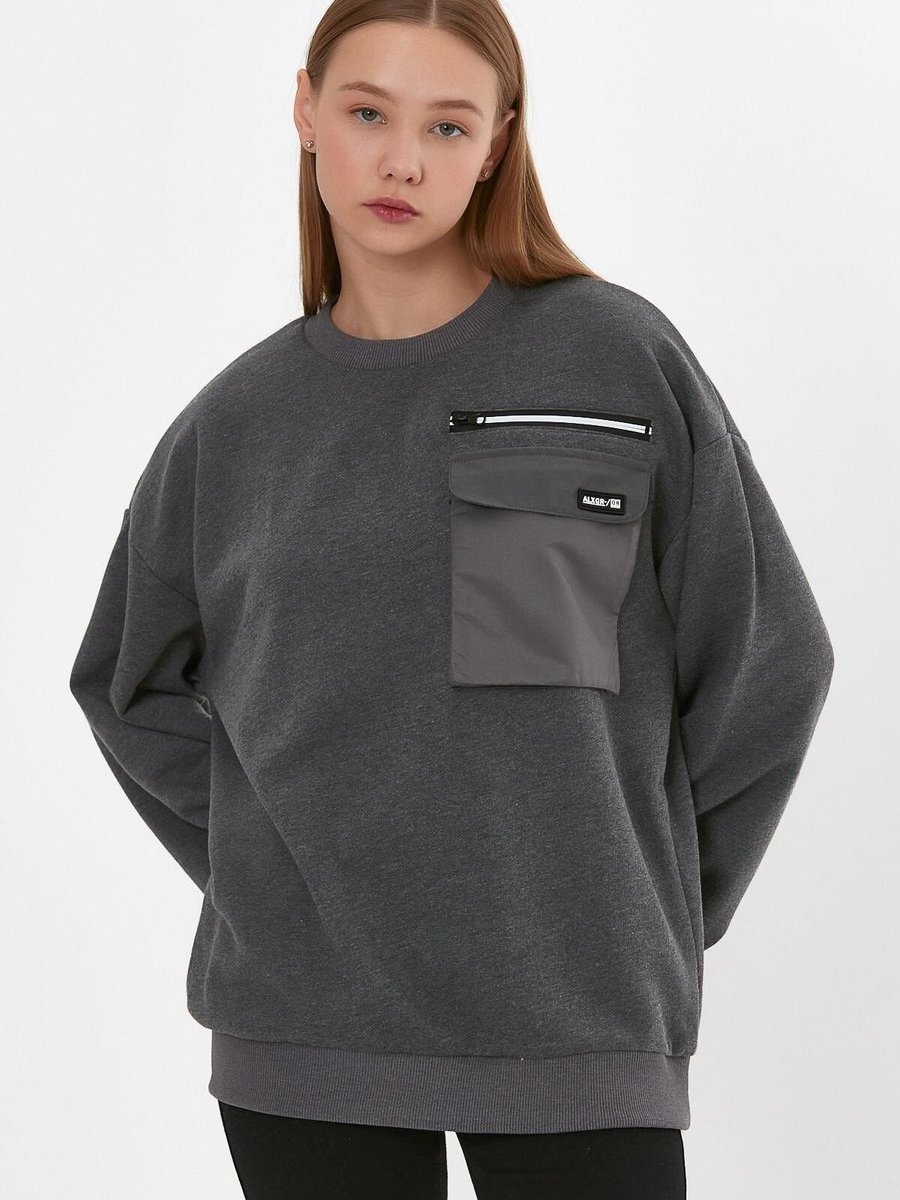 ALEXANDERGARDI Gri Cep Detaylı Oversize Sweatshirt