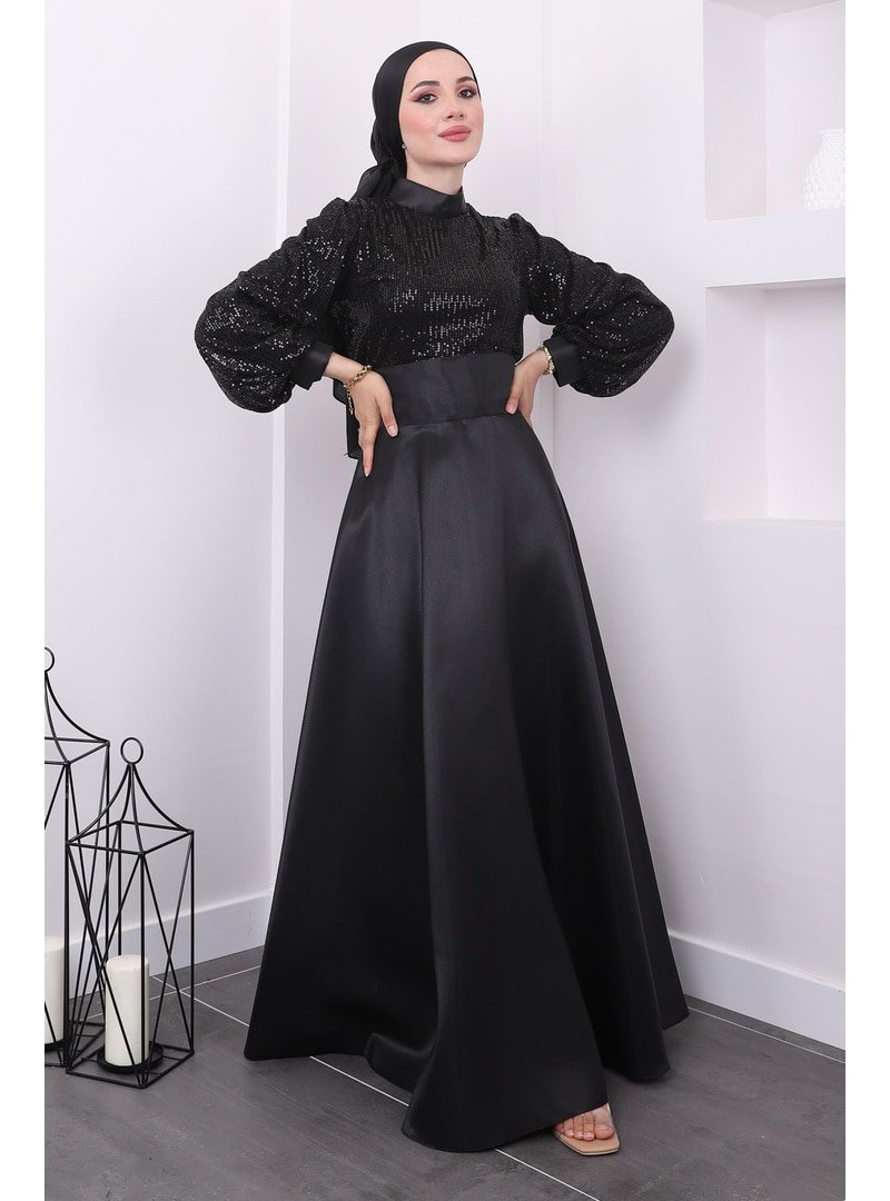 İmaj Butik Siyah Payet İşlemeli Bluz Etek İkili Abiye Elbise Takım