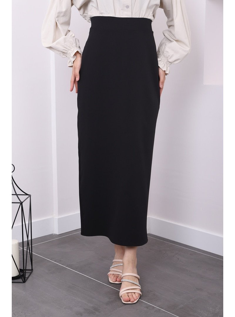İmaj Butik Siyah A Pile Kalem Etek