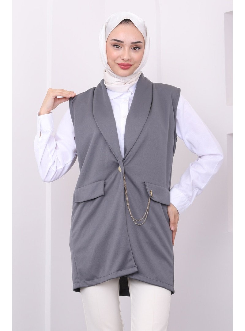 İmaj Butik Füme Zincir Detaylı Yelek