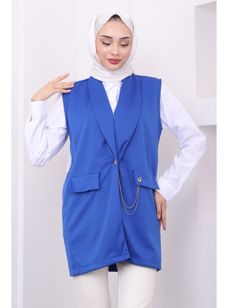 İmaj Butik Saks Zincir Detaylı Yelek