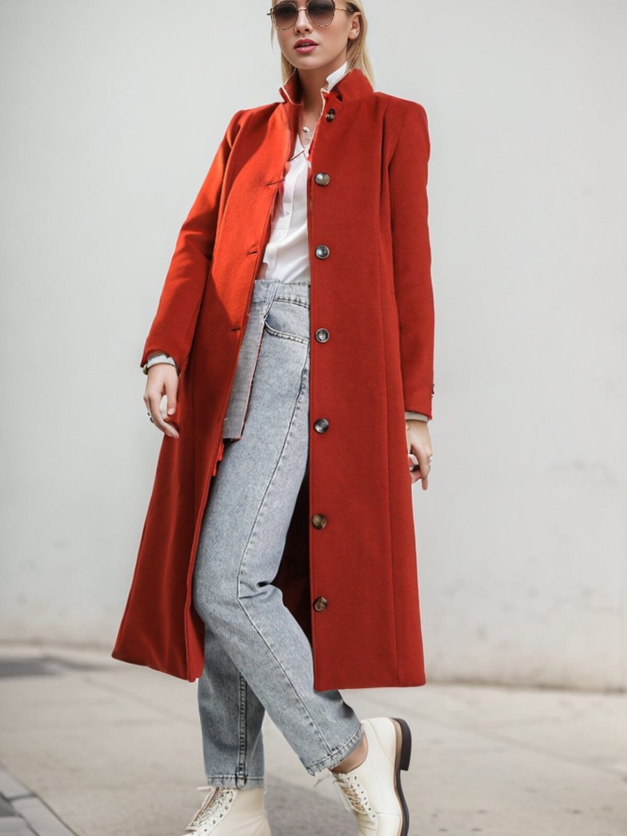 Layda Moda Kiremit Hermes Kaşe Kaban