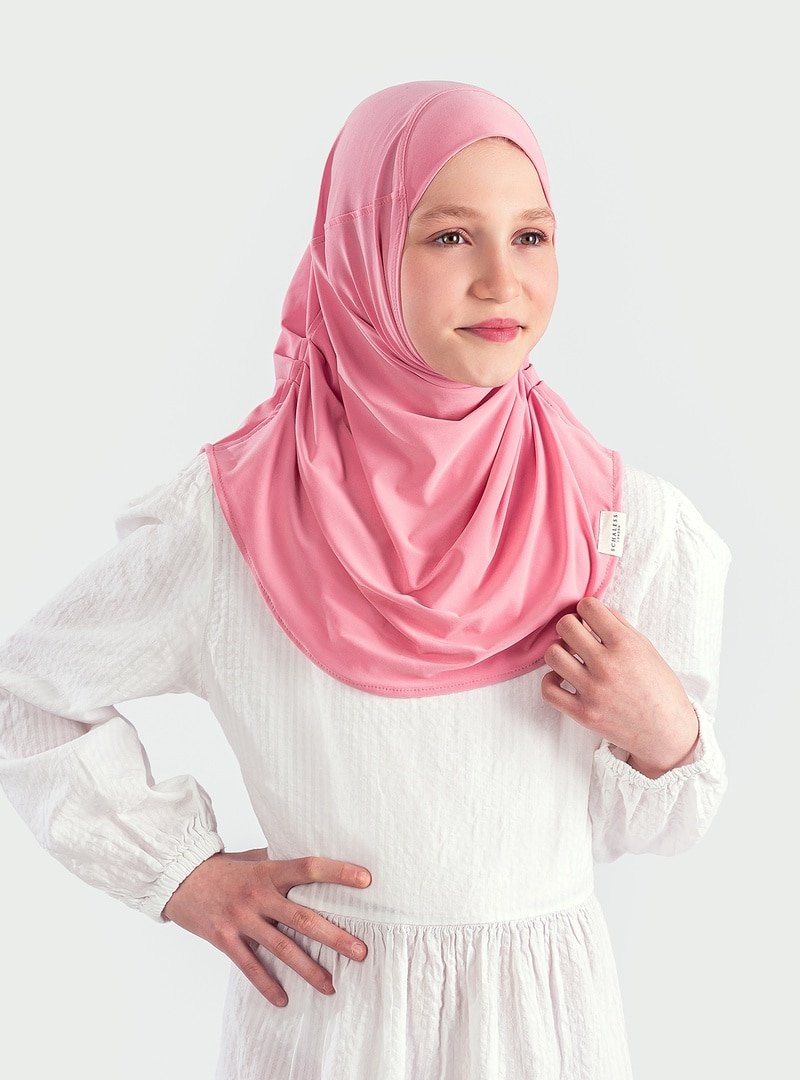 ŞALESS Pembe Pratik Pileli Çocuk Hazır Türban