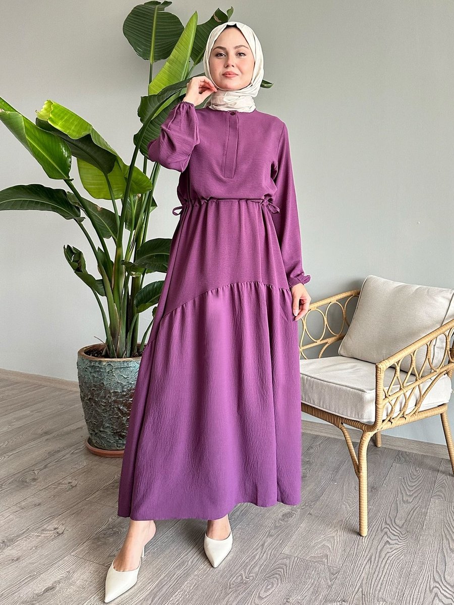 Instyle Merya Tünel Kemerli Soft Ayrobin Elbise Mor