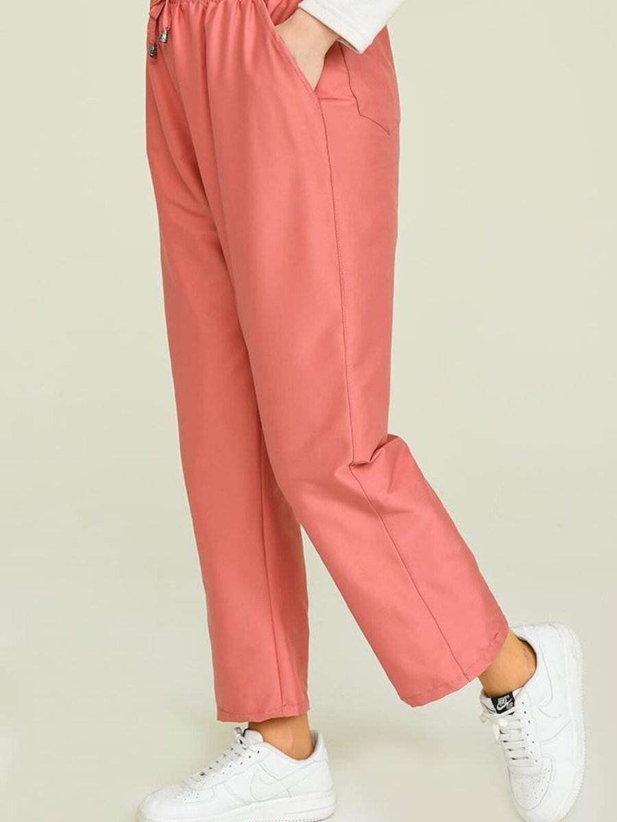 Layda Moda Gül Kurusu Cepli Bol Paça Pantolon