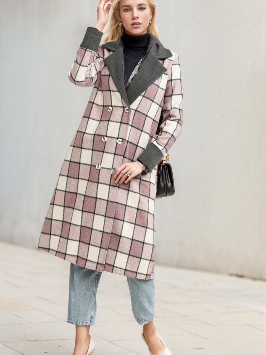 Layda Moda Pudra Kruvaze Yaka Kaşe Kaban