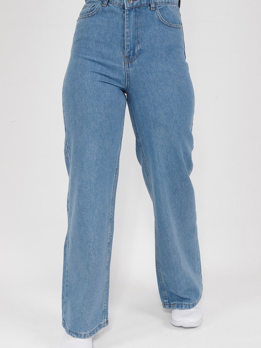 Butik Açık Mavi Geniş Paça Kot Pantolon