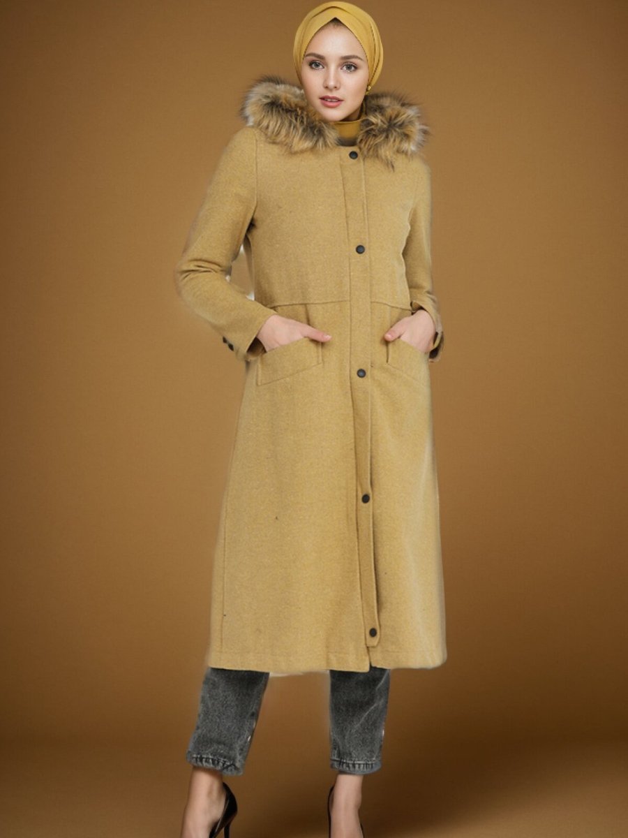 Layda Moda Hardal Hermes Kaşe Kaban