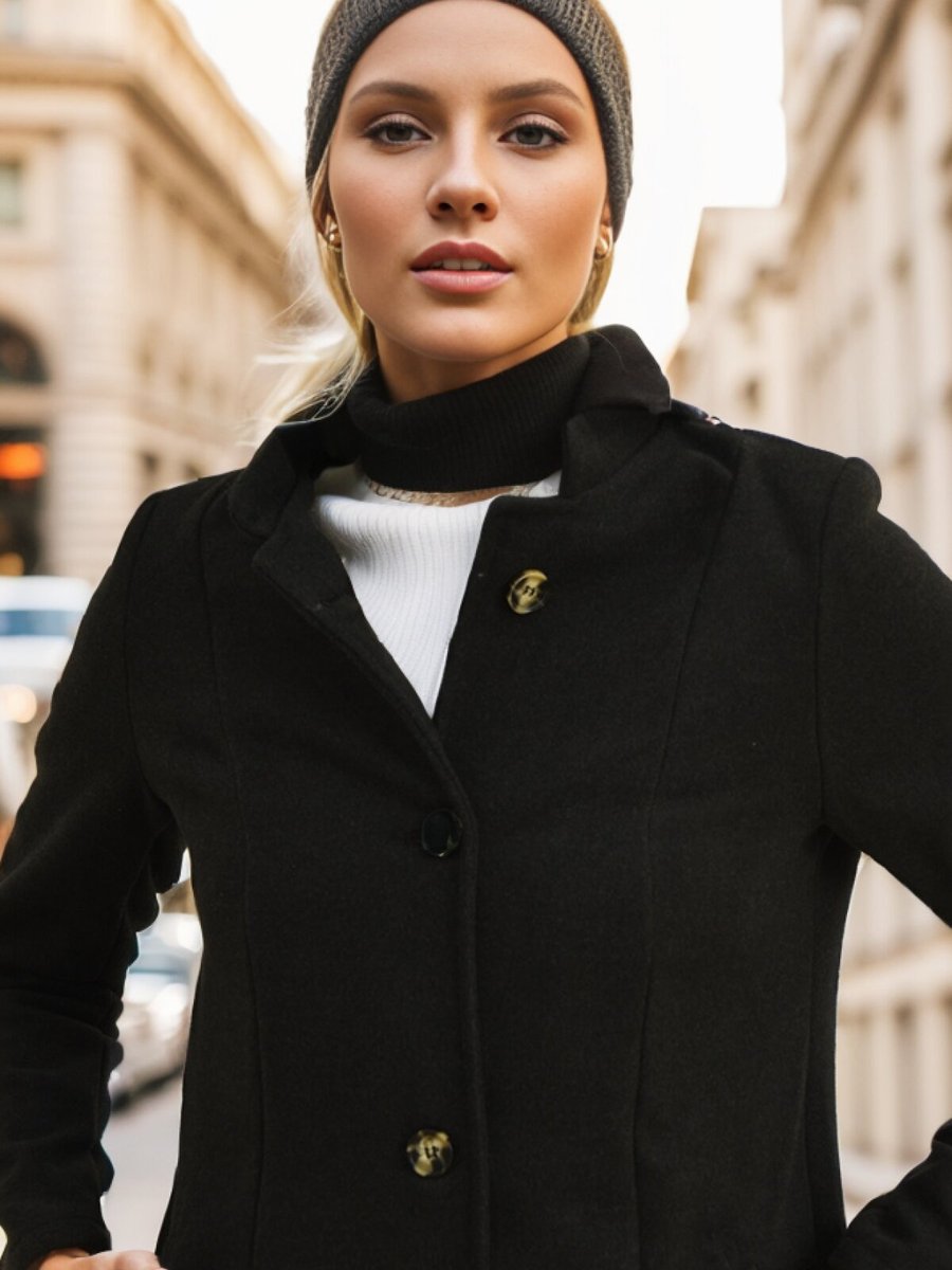 Layda Moda Füme Hermes Kaşe Düğmeli Kaban