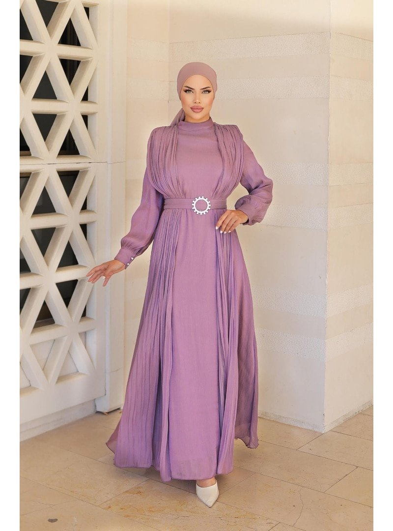 Hakimoda Lila Havin Işıltı Abiye Elbise