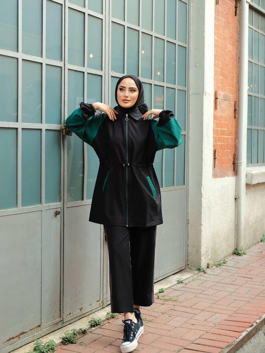 Mimi Luxury Wear Eşofman Takımı Fermuarlı Tunik Pantolon Siyah