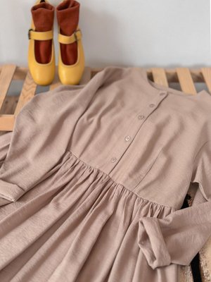 Hrmonny Önü Düğmeli Ferace Vintage Salaş Uzun Kadın Elbise