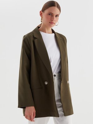 Markaliste Tek Düğmeli Blazer Ceket Haki