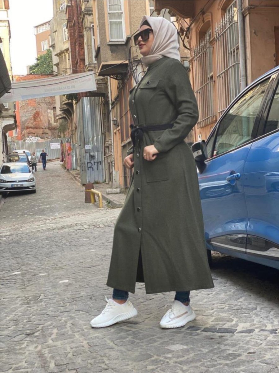 Modamihram Düğme Detay Kaşe Haki