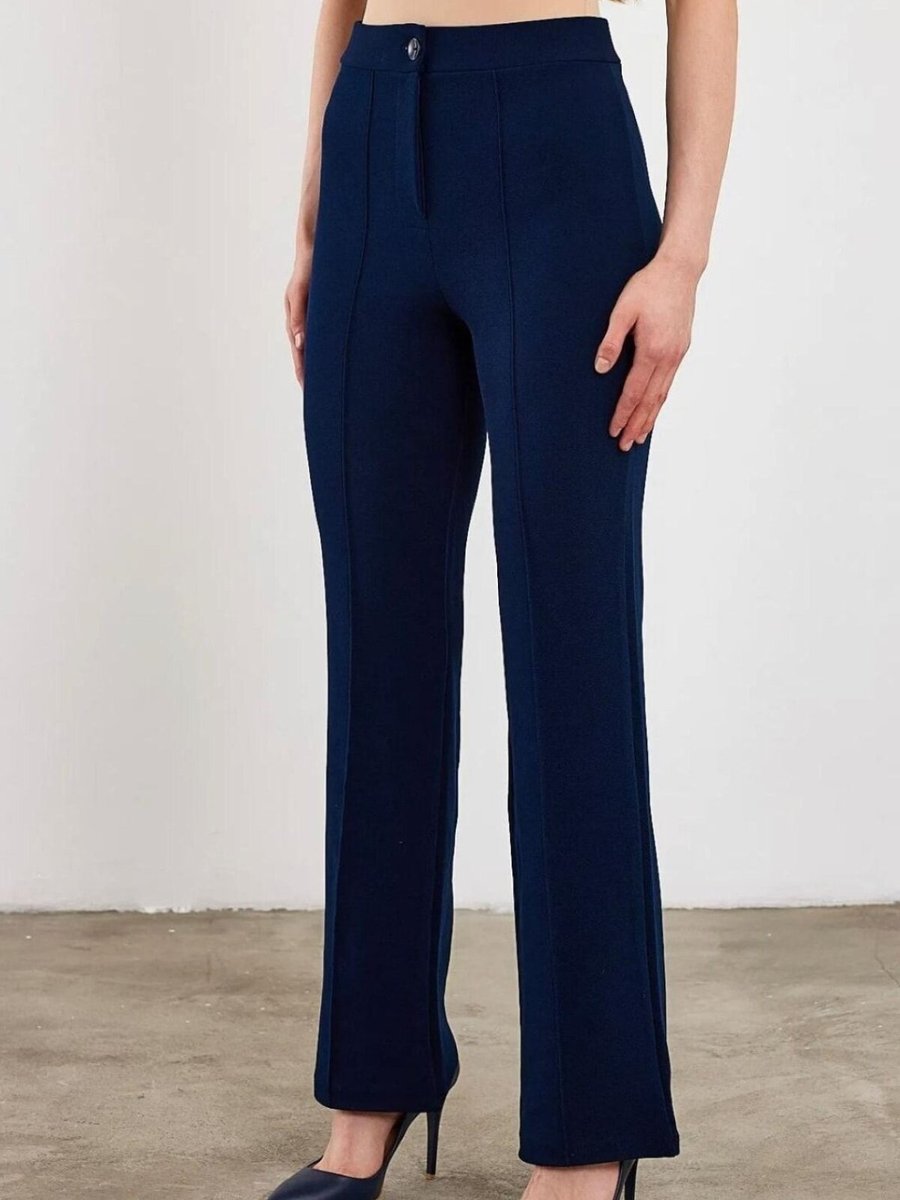 VOLT CLOTHİNG Lacivert Likralı Geniş Paça Pantolon