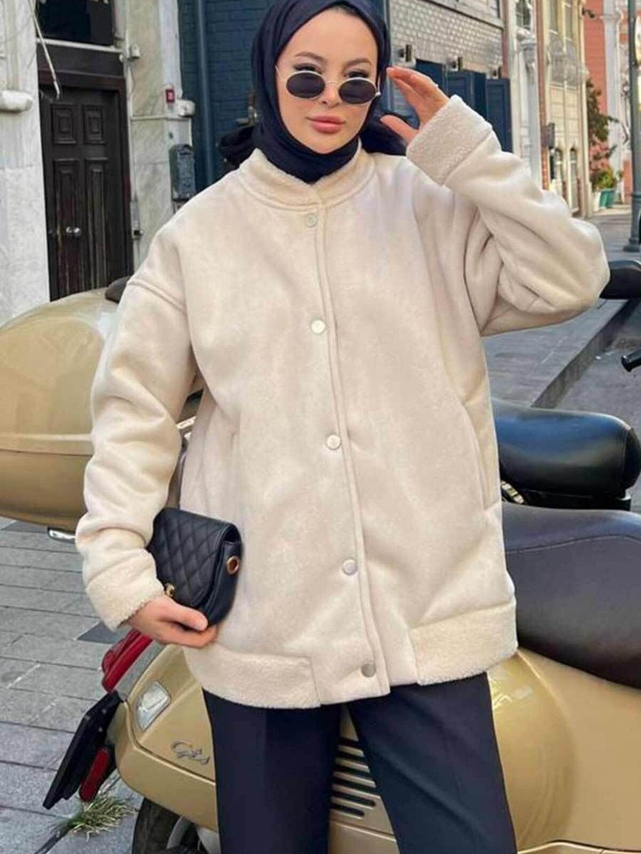 Neva Style Süet Deri Bej Kolej Mont