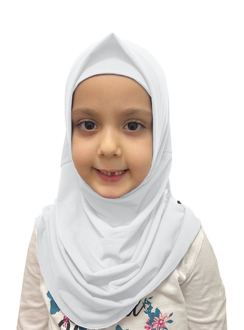 İhvan Pratik Hazır Geçmeli Çocuk Eşarp Beyaz