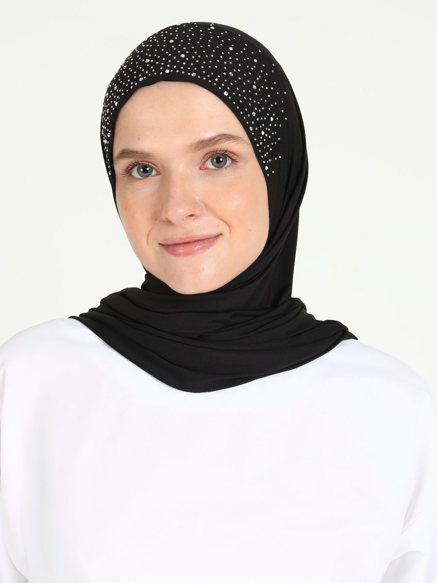 Ecardin Hazır Türban Siyah Gümüş Rengi