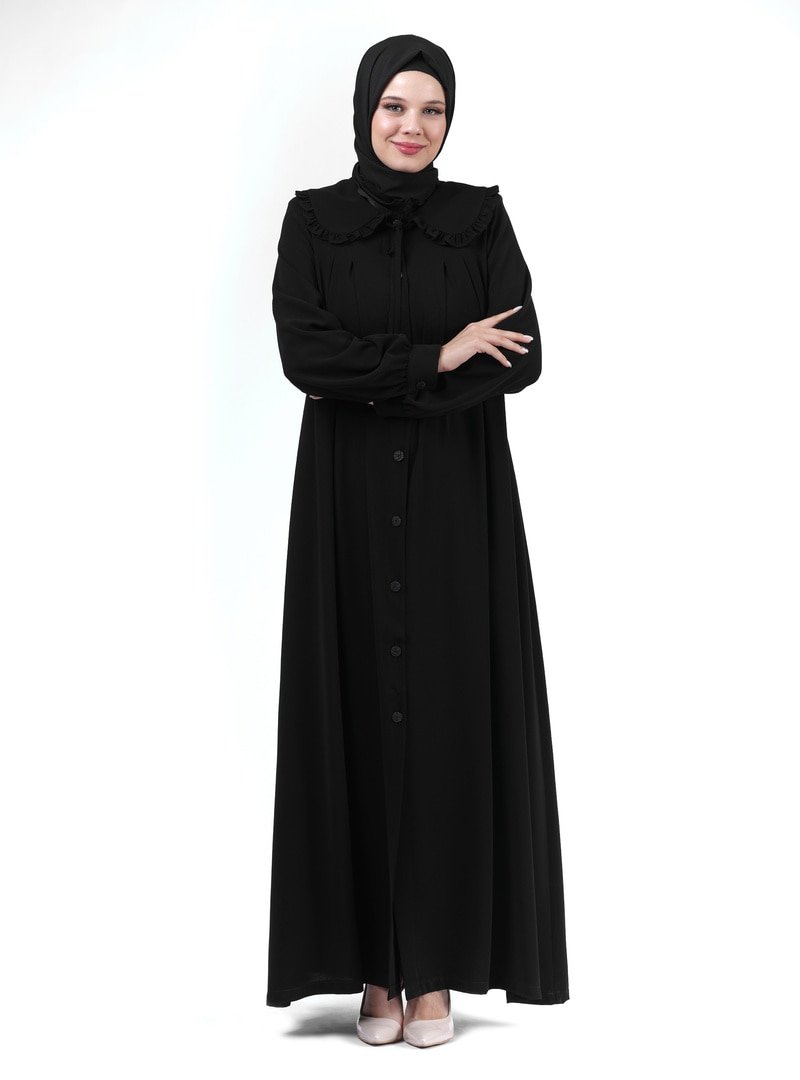 İhvan Siyah Bebe Yaka Düğmeli Derin