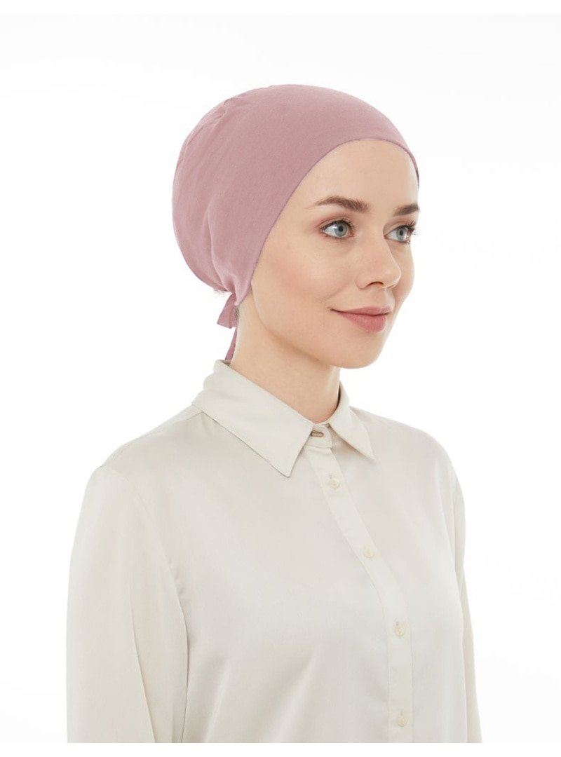 İhvan Dikişli Düz Penye Bağlamalı Bone Pembe