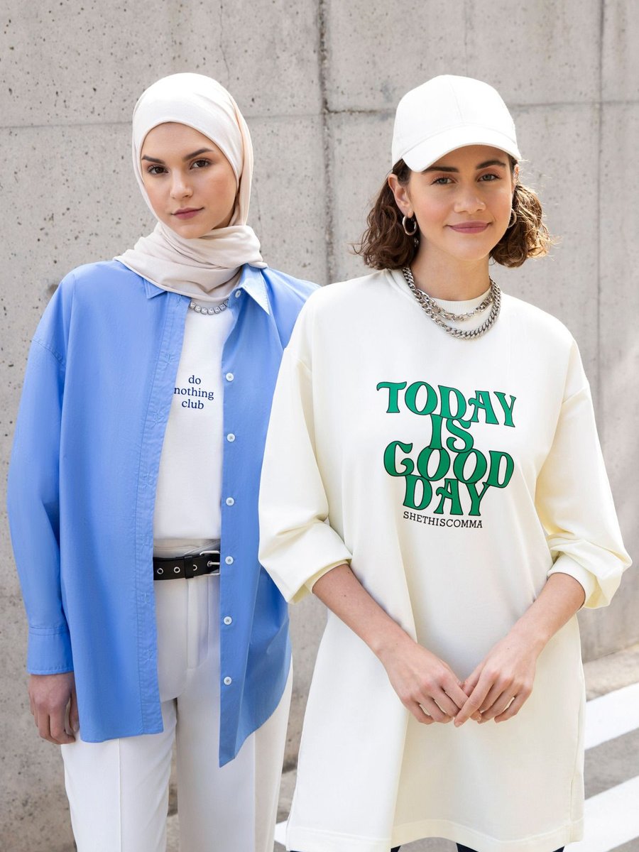Benin Pamuklu Baskılı Sweatshirt Kırık Beyaz