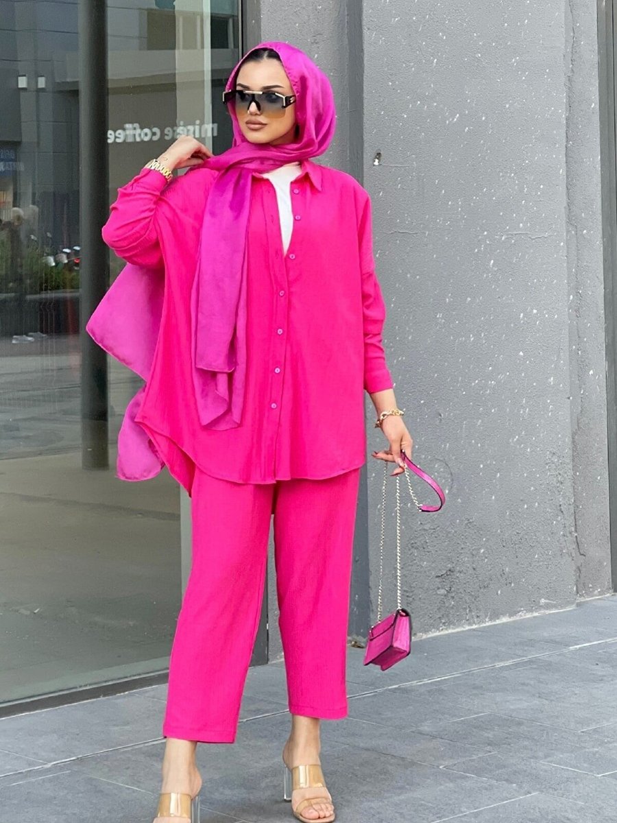VOLT CLOTHİNG Fuşya Pantolonlu Takım