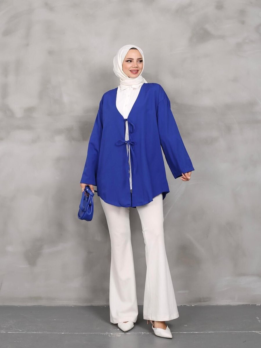 Nergis Neva Butik Saks Önü Bağlamalı Kimono Tunik