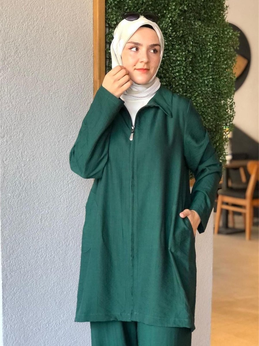 Berika Yıldırım Kısa Fermuarlı Hırka Yeşil