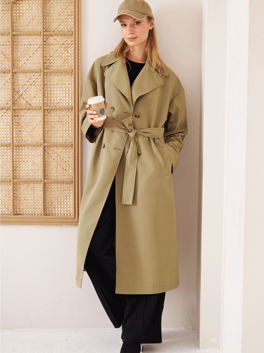 Sindal Oversize Astarlı Trençkot Olive