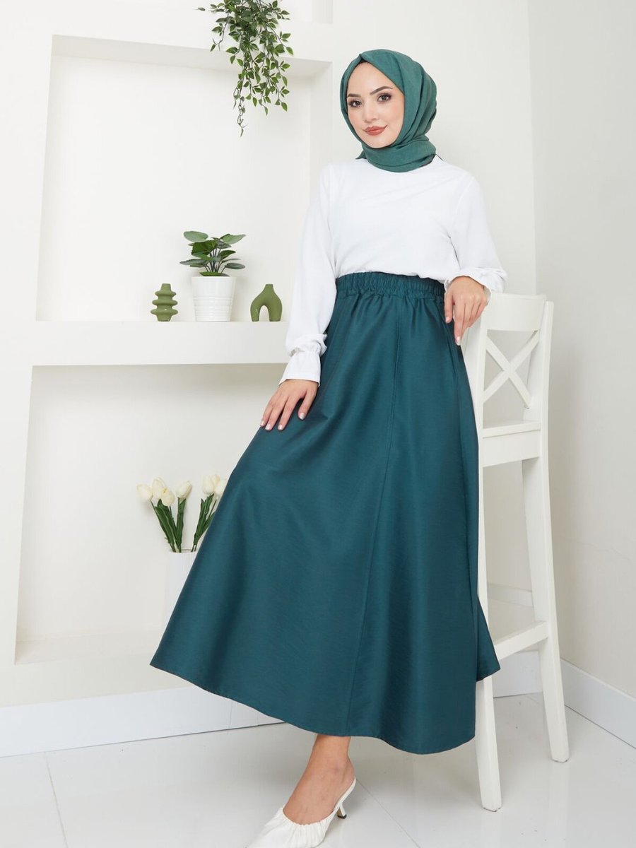 VOLT CLOTHİNG Zümrüt Cep Detaylı Paraşüt Uzun Etek