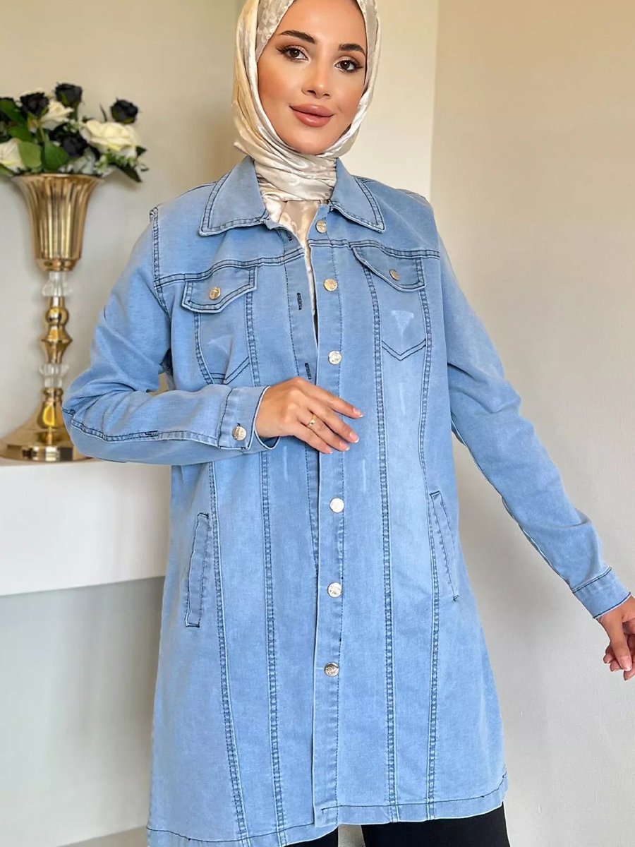 Julude Mavi Slim Fit Kot Jean Ceket