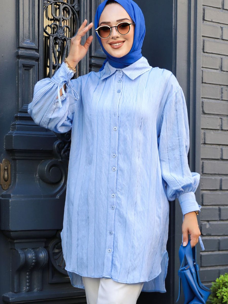 Neva Style Düğmeli Mavi Tunik