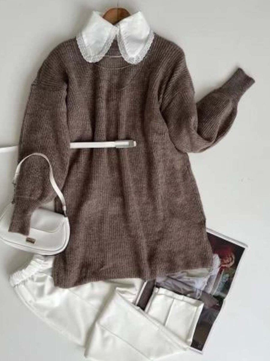 Nergis Neva Butik Vizon Yumoş Triko Tunik