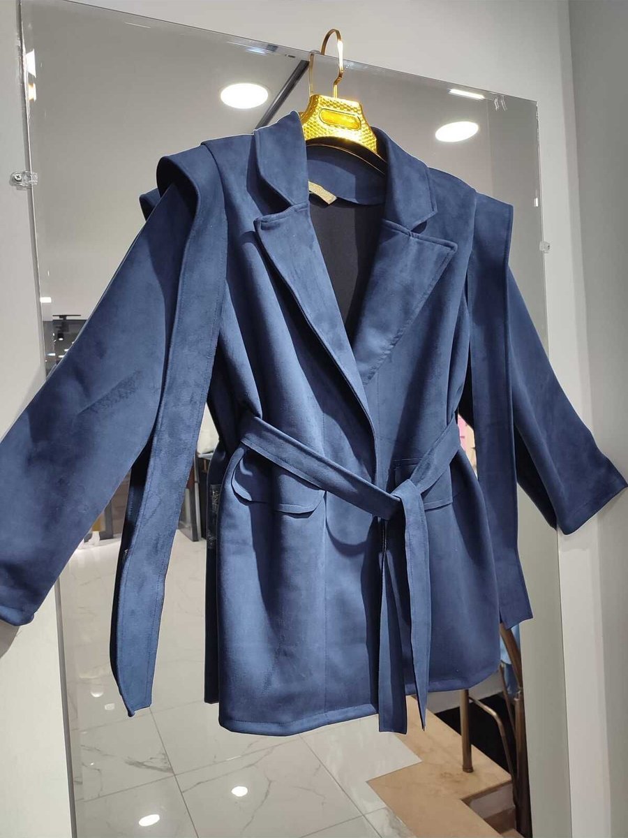 Butik Süet Bağlamalı Ve Kuşaklı Yeni Sezon Ceket
