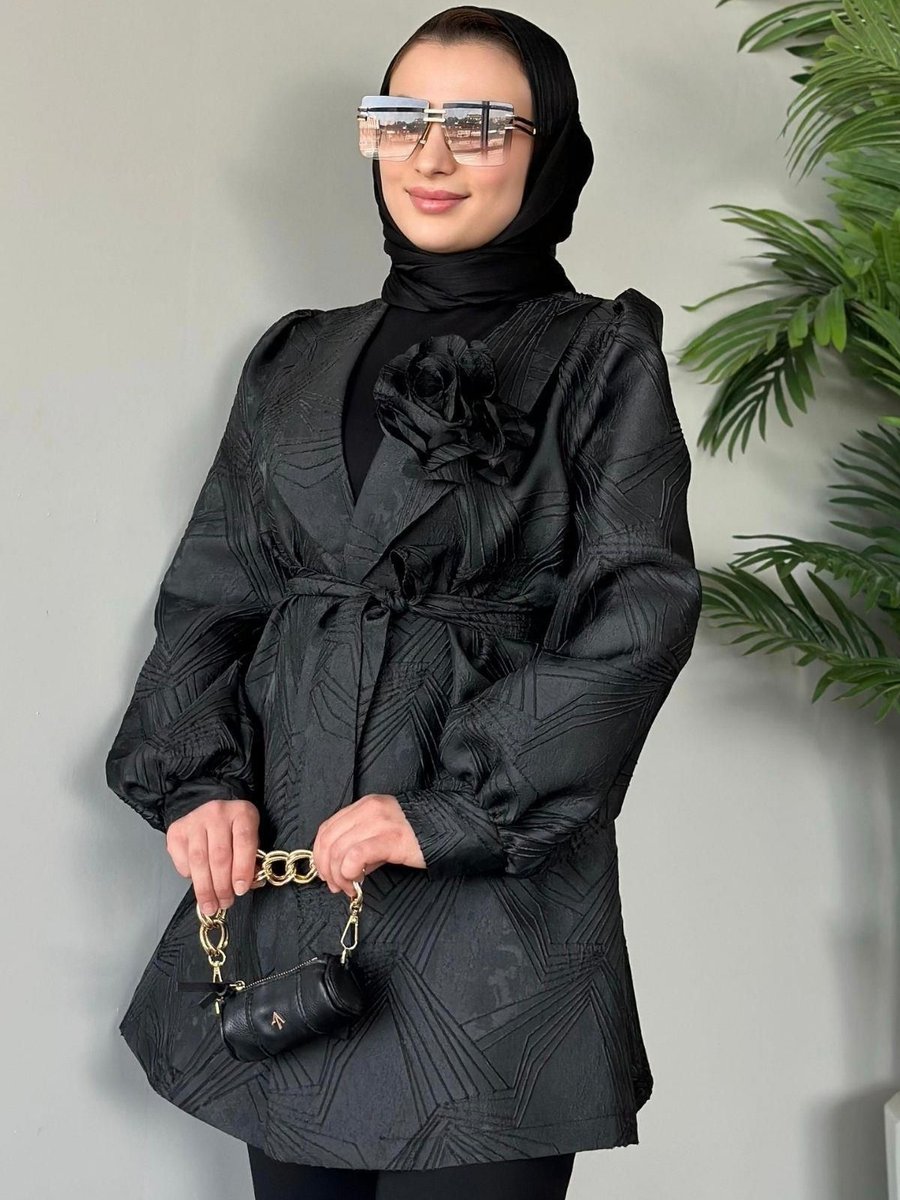 Haza Moda Betül Güllü Ceket Siyah