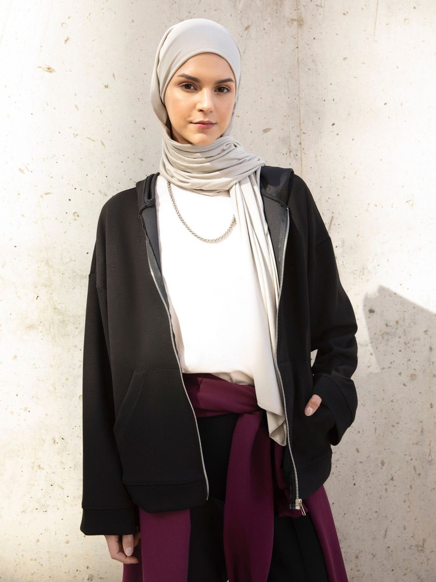Benin Fermuarlı Yumuşak Dokulu Sweatshirt Siyah
