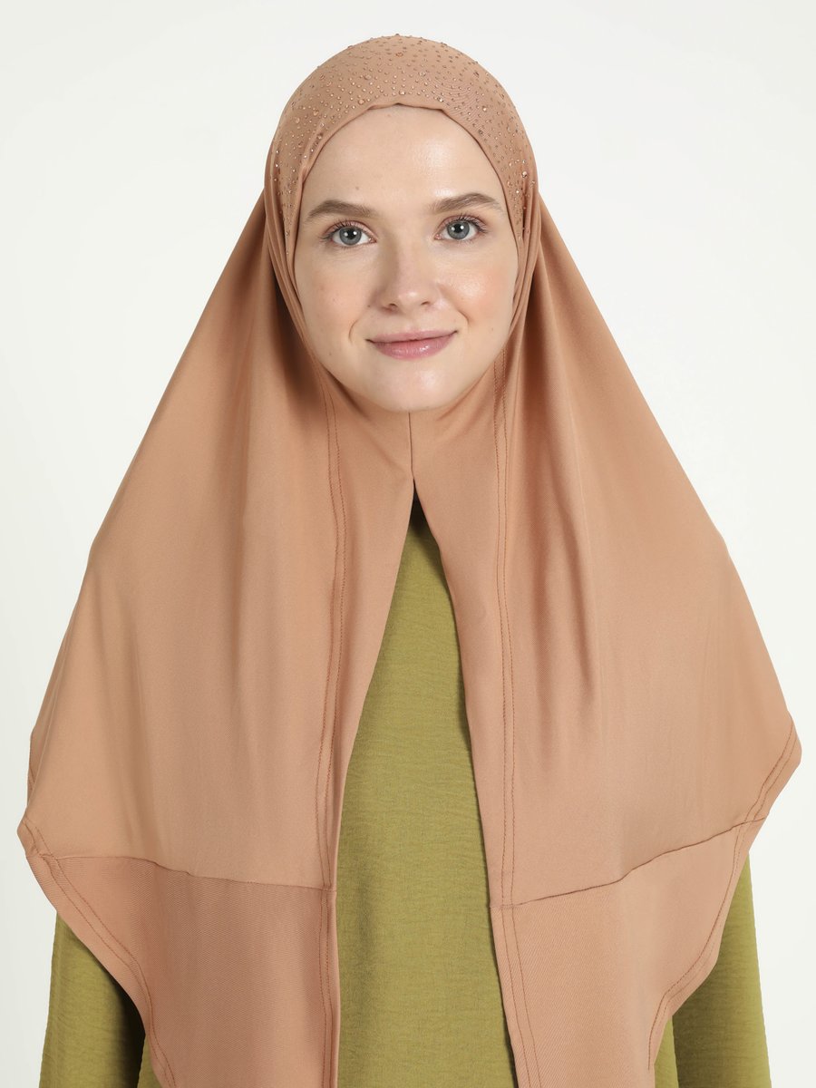 Ecardin Karamel Hazır Taşlı Türban