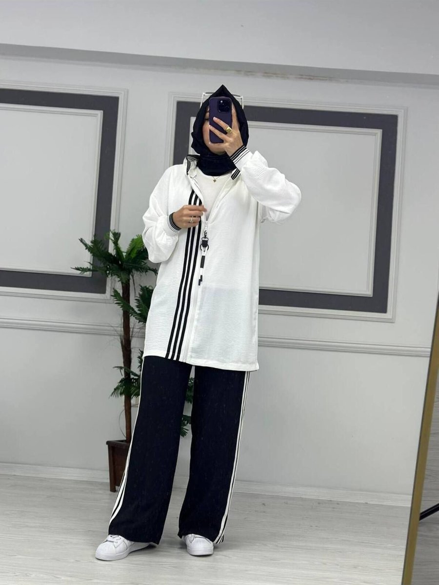 Butikkardelen Şerit Çizgili Kapüşonlu Spor Takım