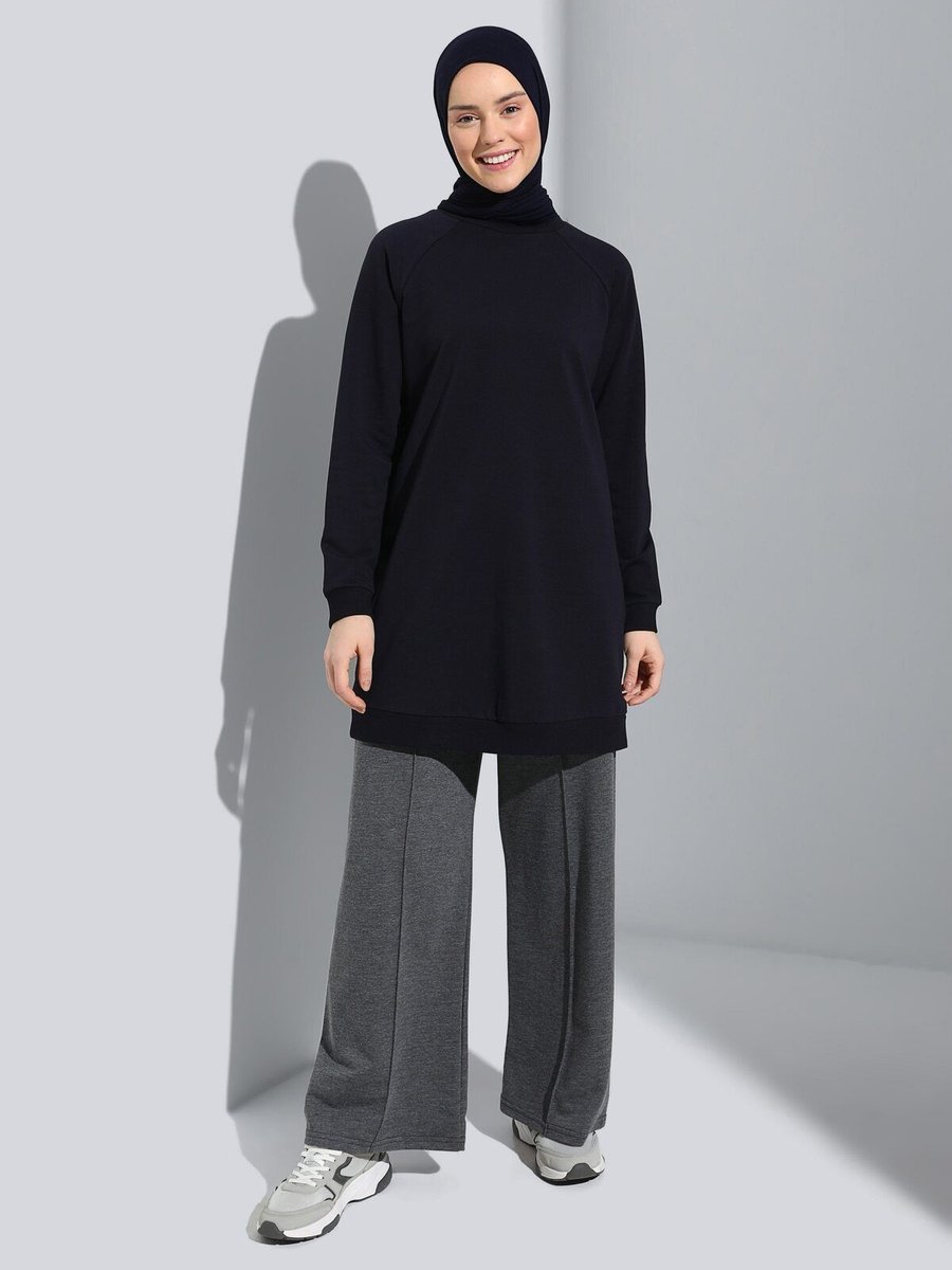 Benin Pamuklu Bisiklet Yaka Sweatshirt Lacivert