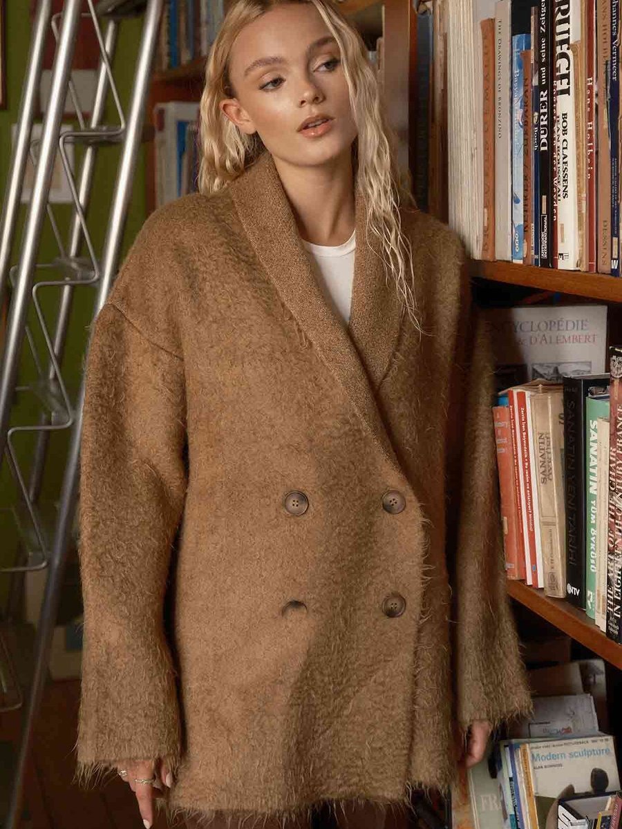 Hooopstore Düğme Detaylı Camel Hırka