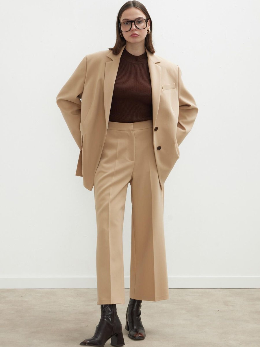 Manuka Ütü İzli Culotte Pantolon Camel