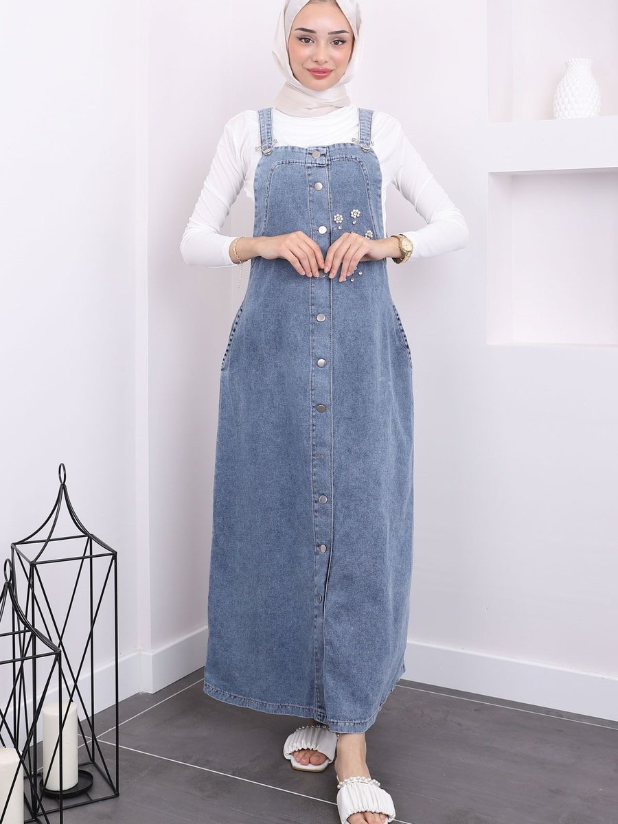 İmajbutik Mavi Taş Detaylı Kot Jile