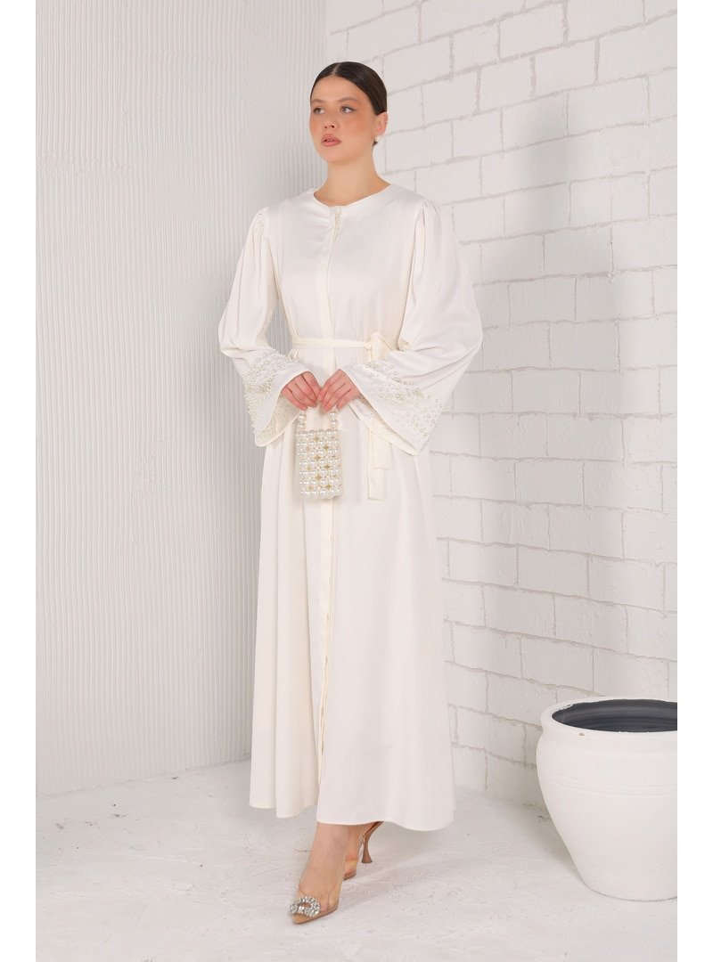 Melike Tatar Ekru Koli İncili Abaya