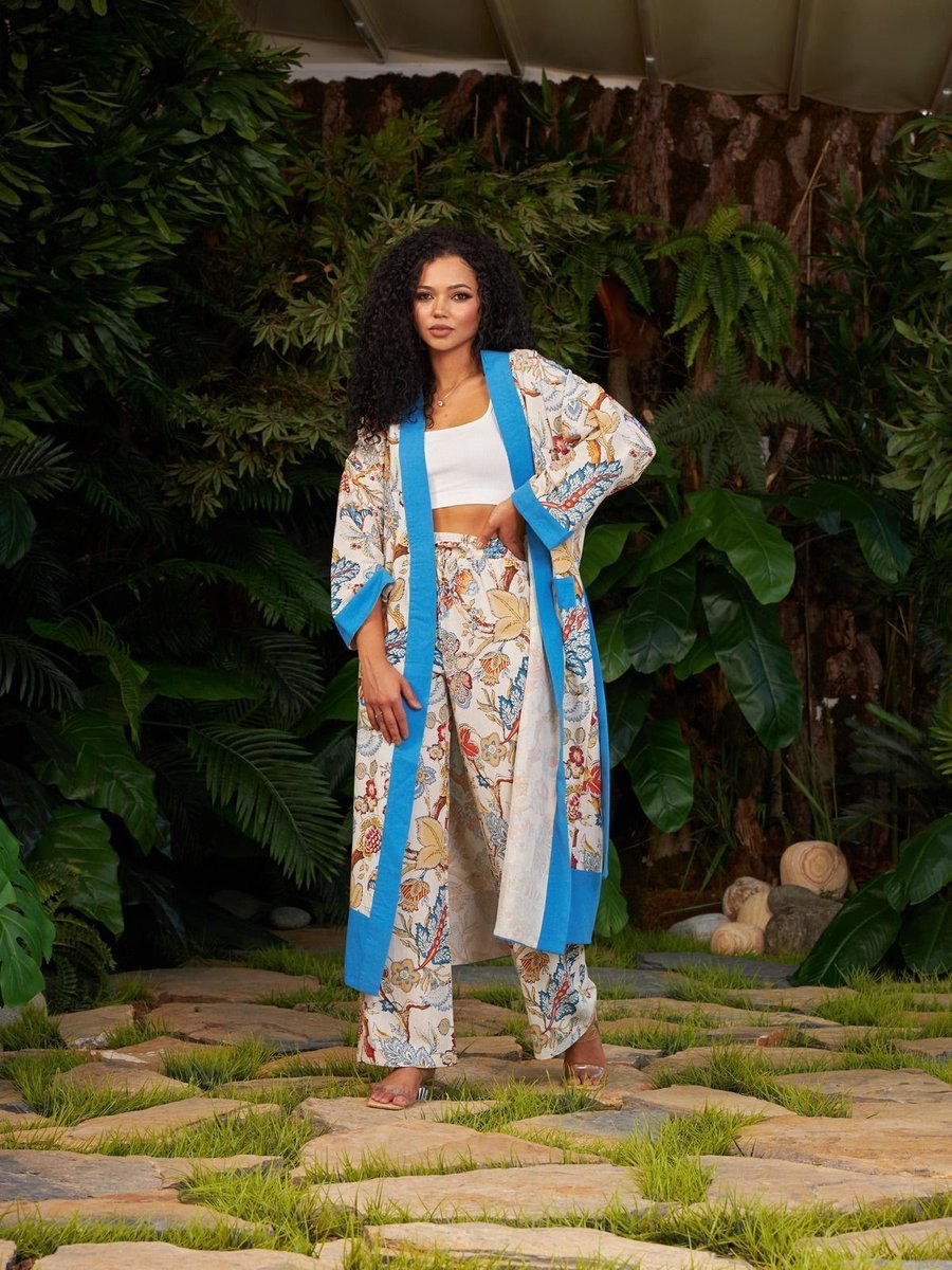 Mia Noura Kimono Pantolon Takım Keten Kumaş