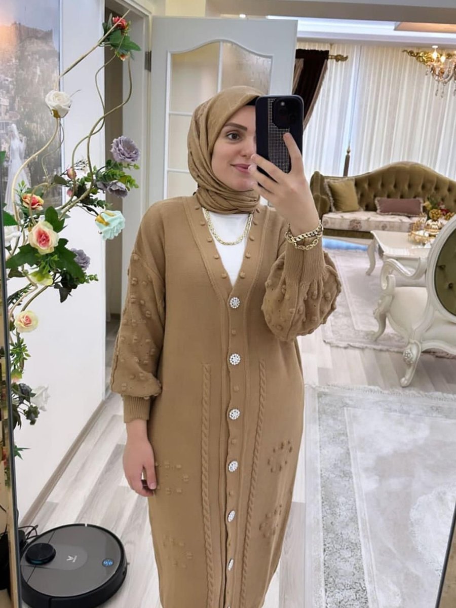 Hülya Keser Ayla Örme Triko Hırka Vizon