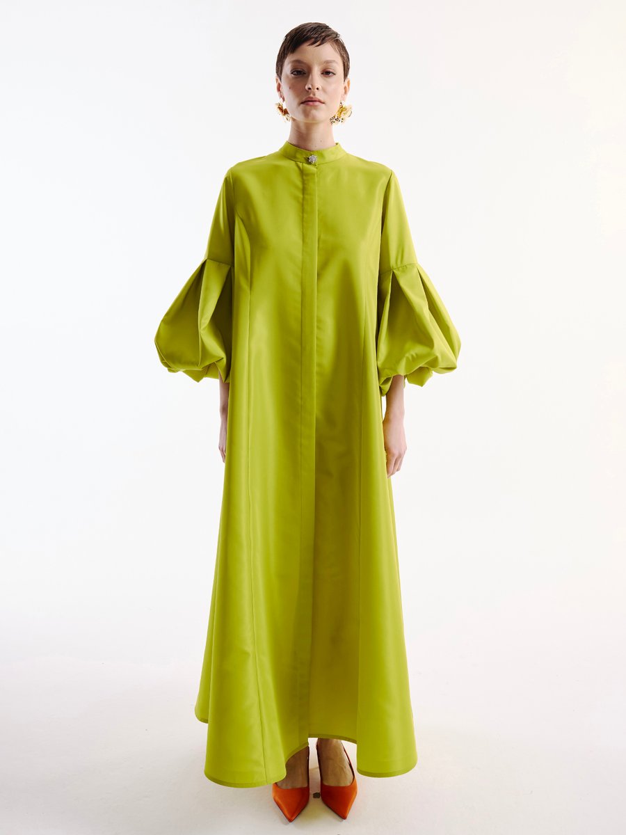 Nuum Design Pile Kollu Kaftan Fistik Yesili