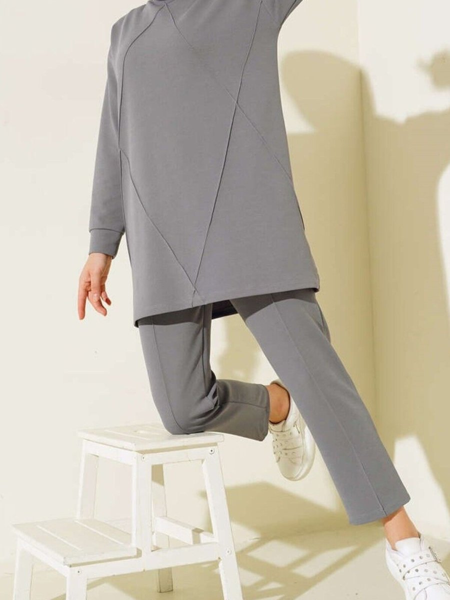 VOLT CLOTHİNG Gri Çıma Desenli İkili Takım